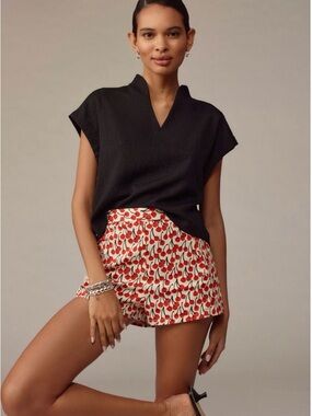 Maeve short-sleeved textured popover blouse